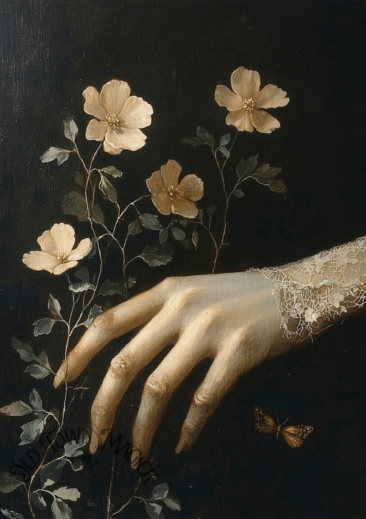 Lace Hand And Butterflies 2 Wall Art Print
