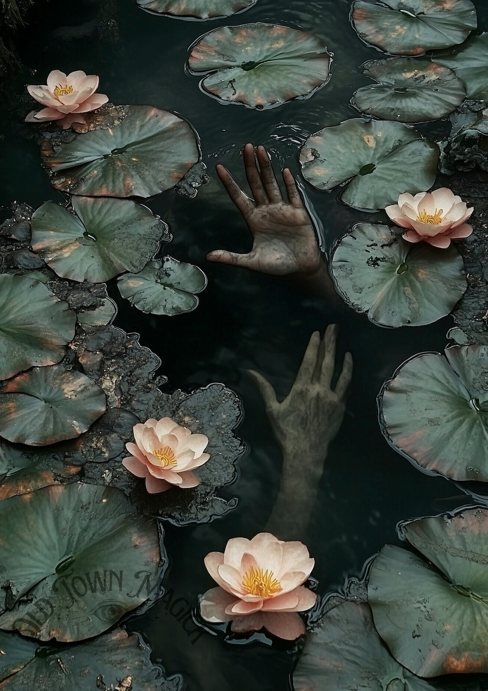 Moonlit Lily Pond Wall Art Print