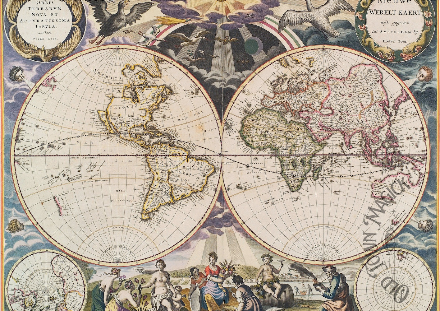 Antique World Map Wall Art Print