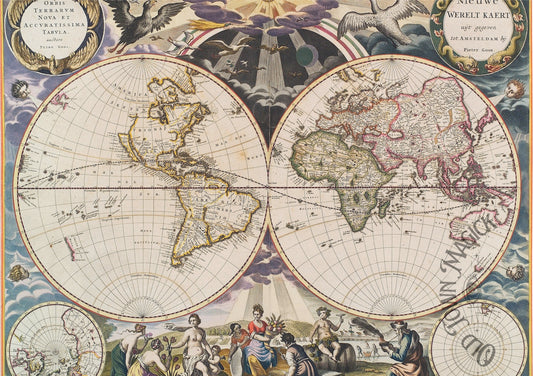 Antique World Map Wall Art Print