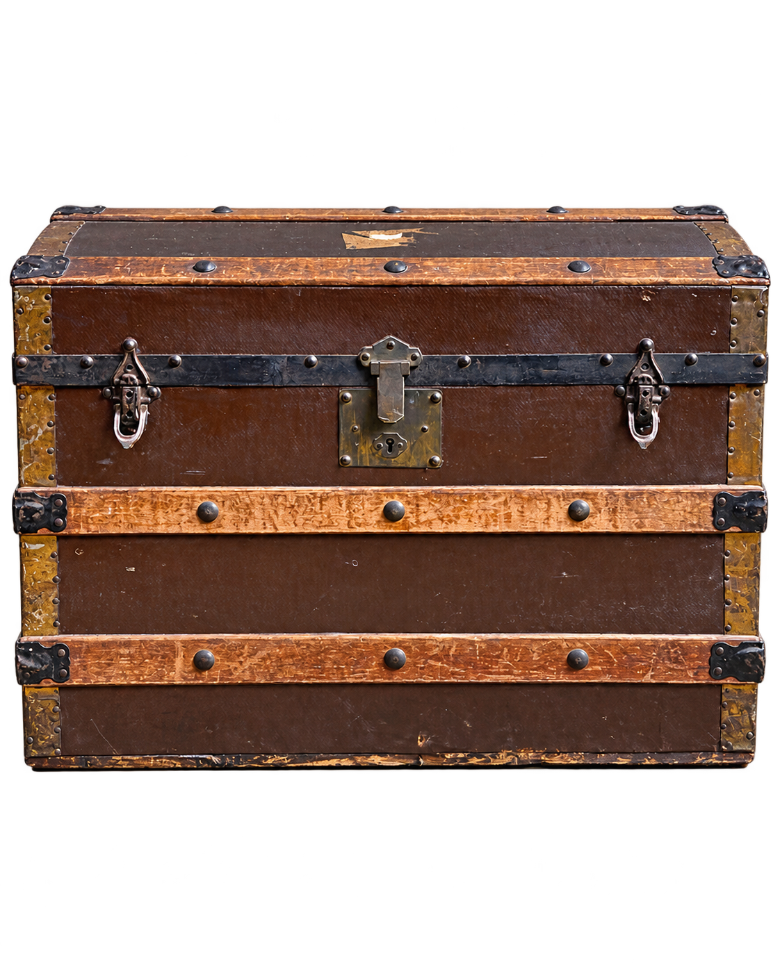 Antique Wooden Travel Trunk with Iron Fittings