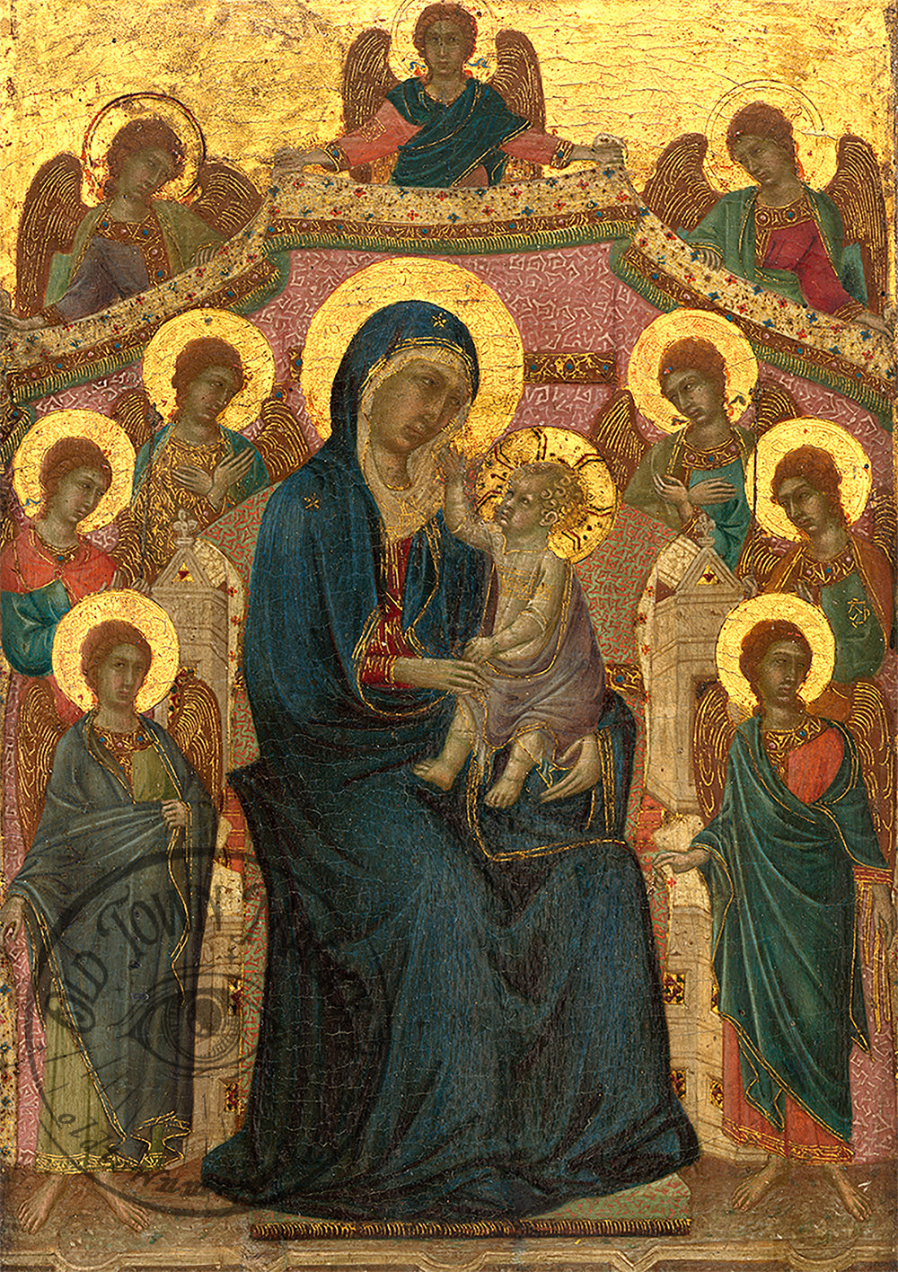 Madonna and Child with Nine Angels – Renaissance Religious Painting – Sacred Art Wall Art Print - Old Town Magick