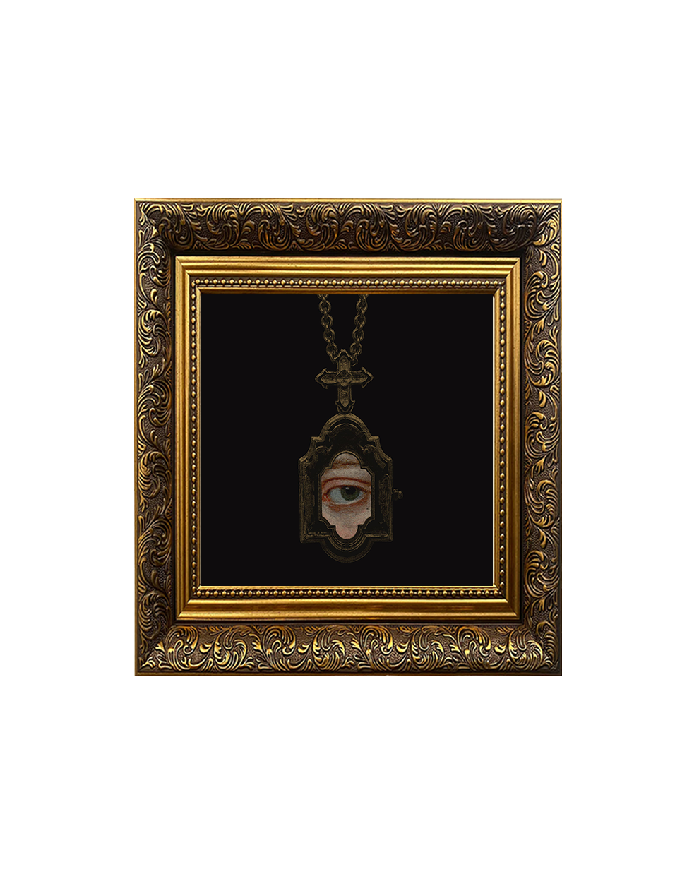 Ocula Minima 'Black Locket' Framed Square Print (15cm x 15cm)