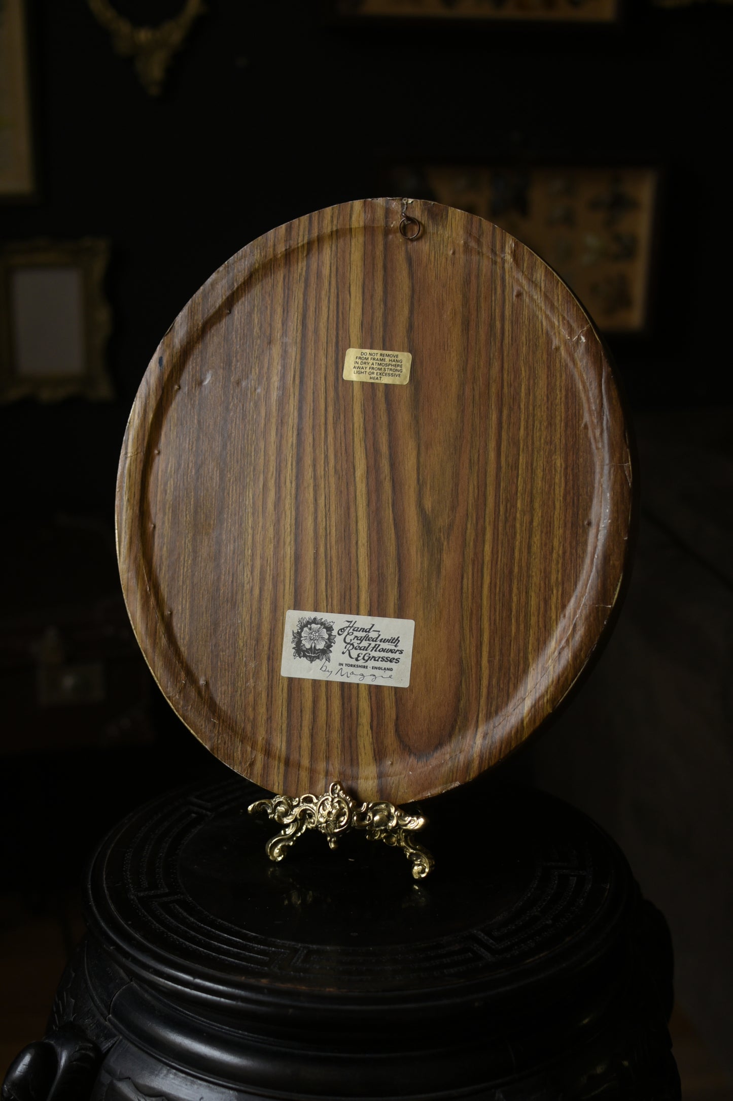 Stunning Pressed Floral Vintage Artwork In Oval Frame