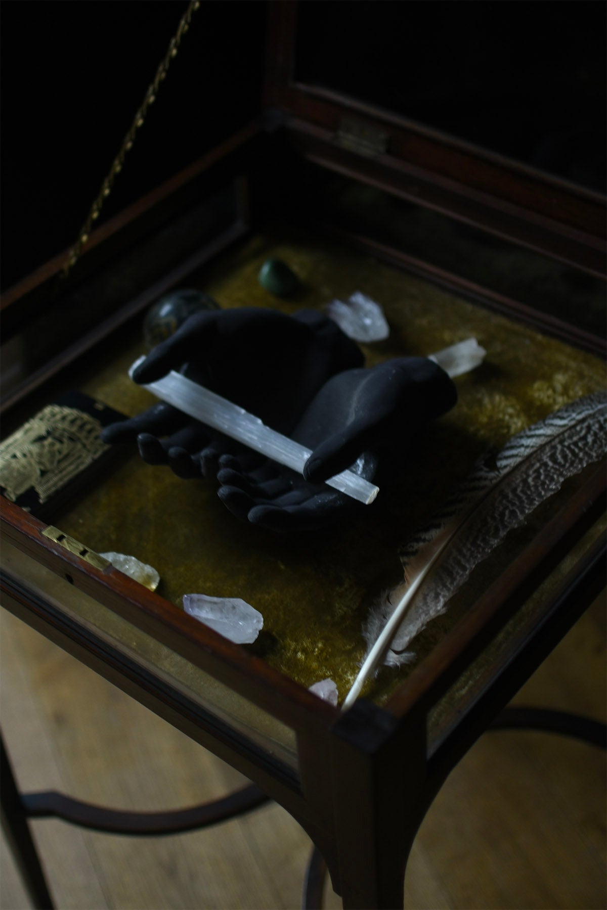 Antique Style Vitrine Curiosity Display Table – Glass Collector Display Cabinet - Old Town Magick