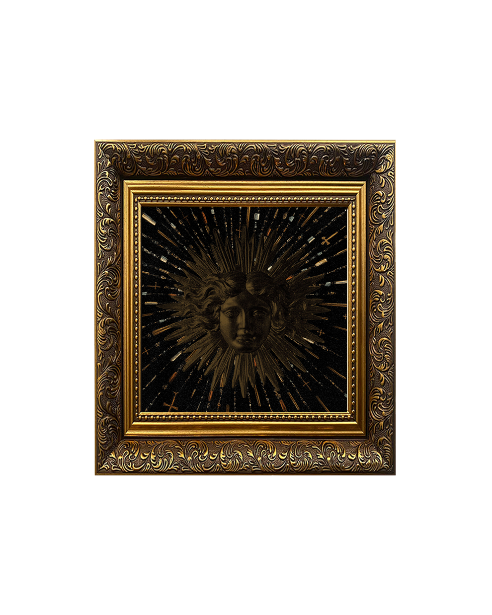 Sacra Minima 'Cherub Sunburst' Framed Square Print (15cm x 15cm)