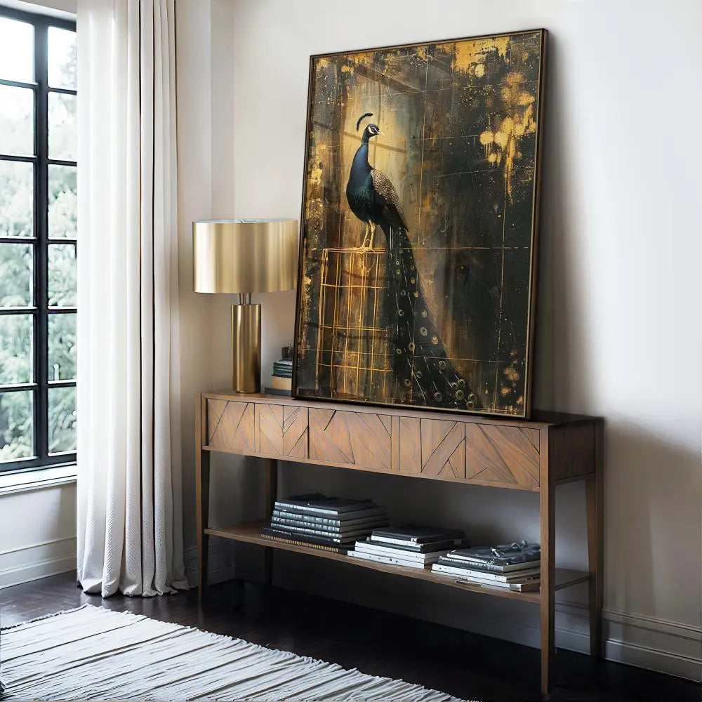 Golden Peacock Occult Esoteric Wall Art Print