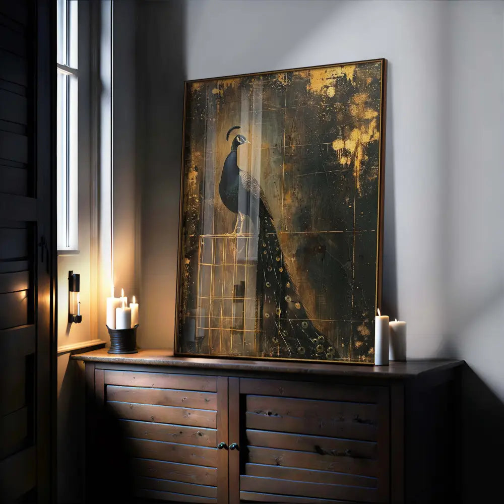 Golden Peacock Occult Esoteric Wall Art Print