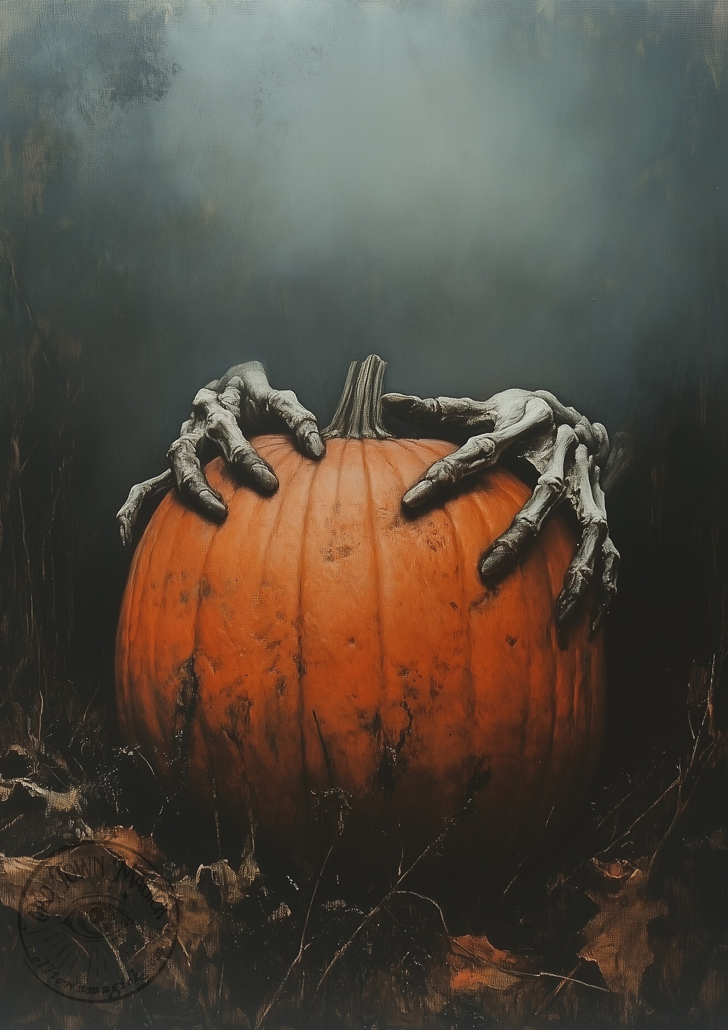 Pumpkin And Bones Wall Art Print