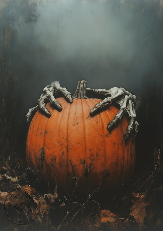 Pumpkin And Bones Wall Art Print