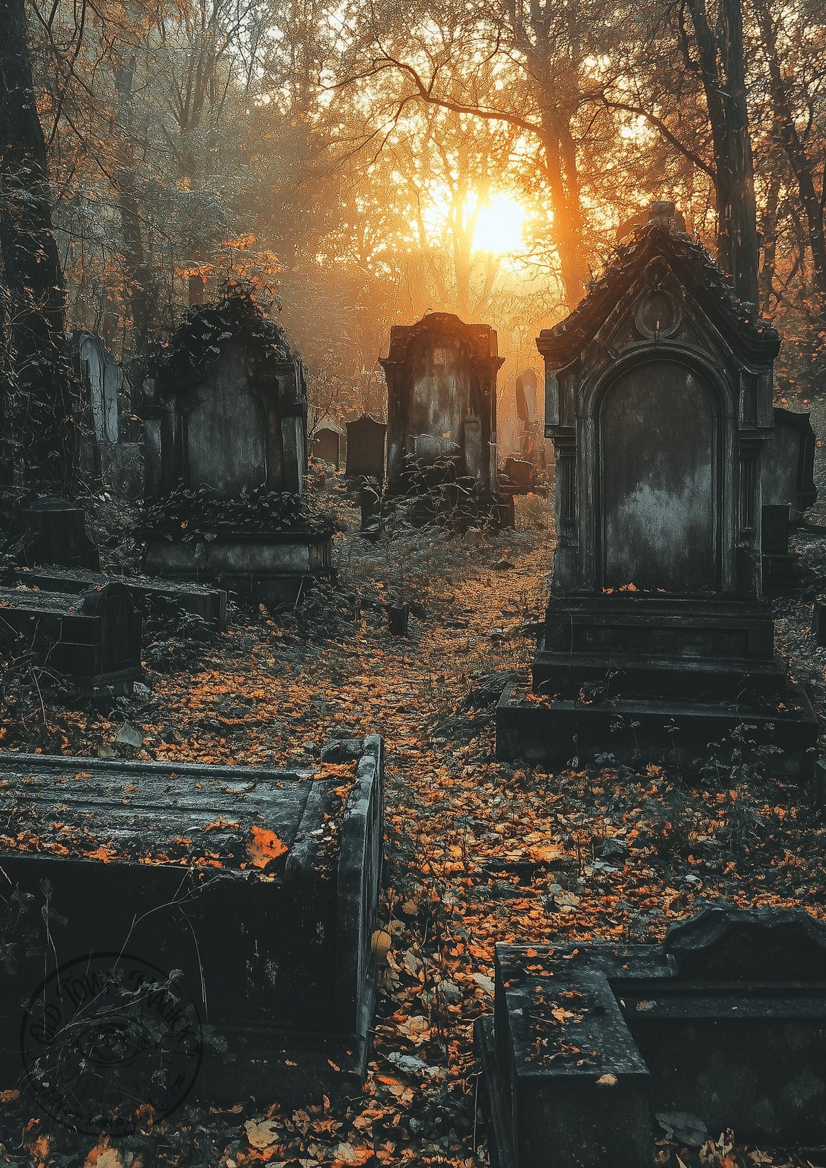 Ancient Gravestones – Gothic Cemetery Landscape – Dark Academia Wall Art Print - Old Town Magick
