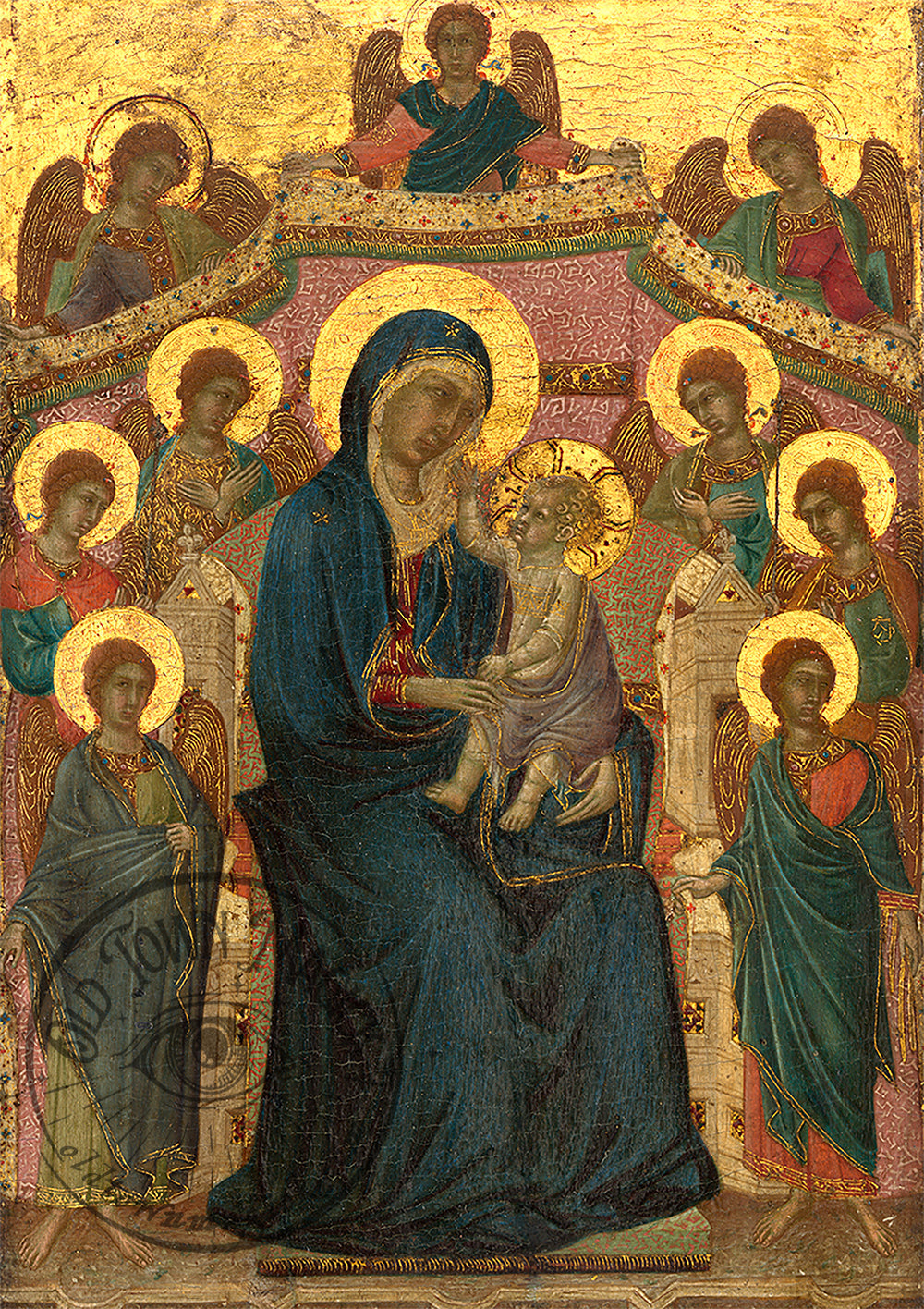 Madonna and Child with Nine Angels – Renaissance Religious Painting – Sacred Art Wall Art Print - Old Town Magick