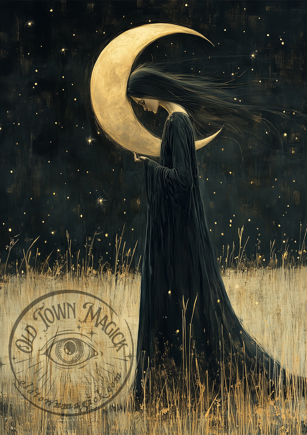 Moon Connection – Celestial Moon Phases – Mystical Astronomy Wall Art Print - Old Town Magick