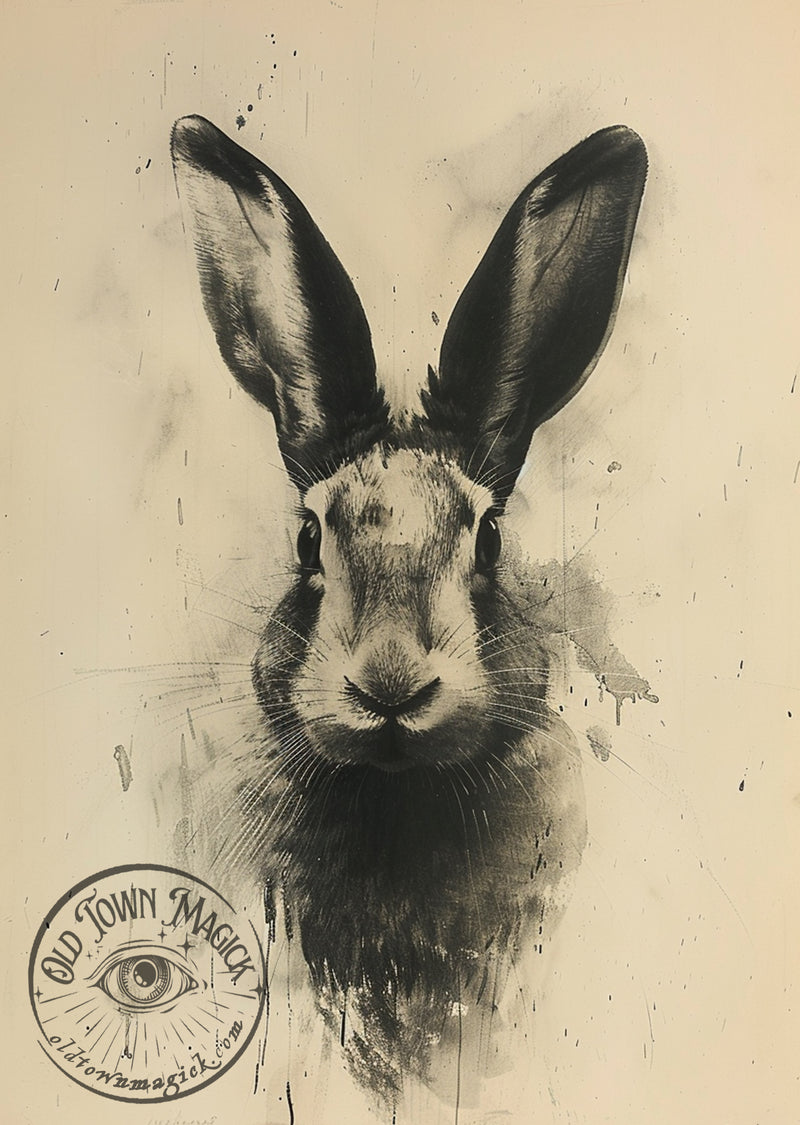 Vintage Rabbit Illustration – Antique Natural History Animal Engraving – Dark Academia Wall Art Print - Old Town Magick -