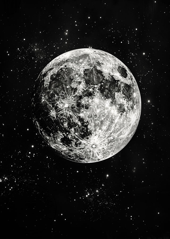 Moon Sparks – Lunar Magic Ritual Illustration – Occult Dark Academia Wall Art Print - Old Town Magick