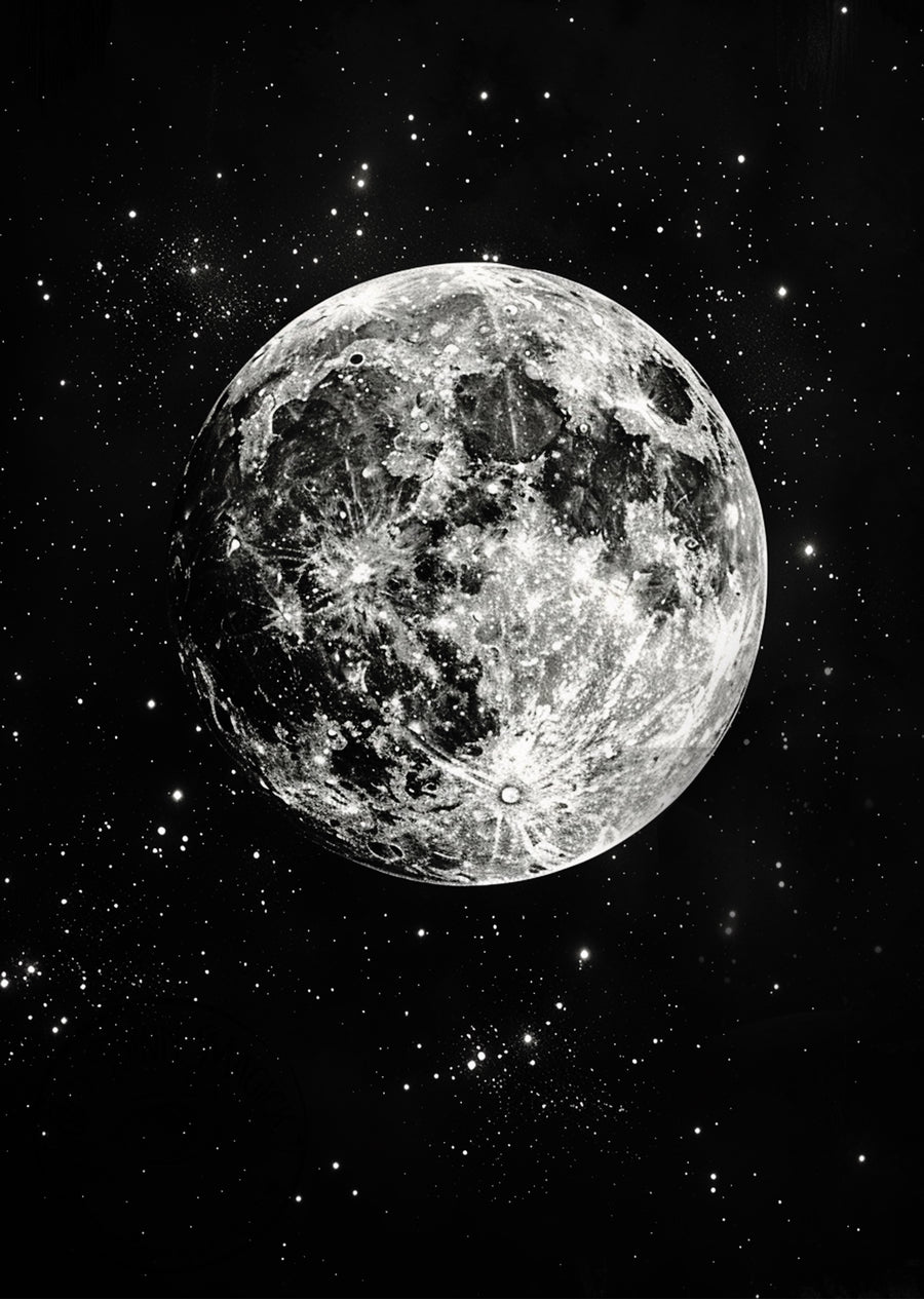 Moon Sparks – Lunar Magic Ritual Illustration – Occult Dark Academia Wall Art Print