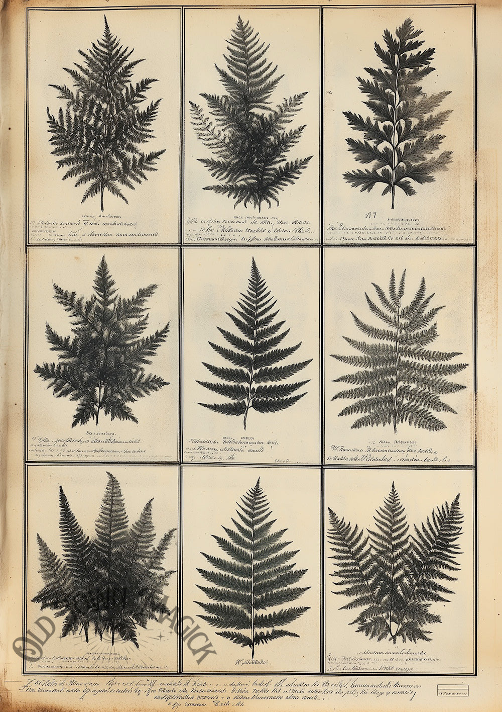 Botanical Fern Study Wall Art Print – Vintage Fern Botanical Illustration