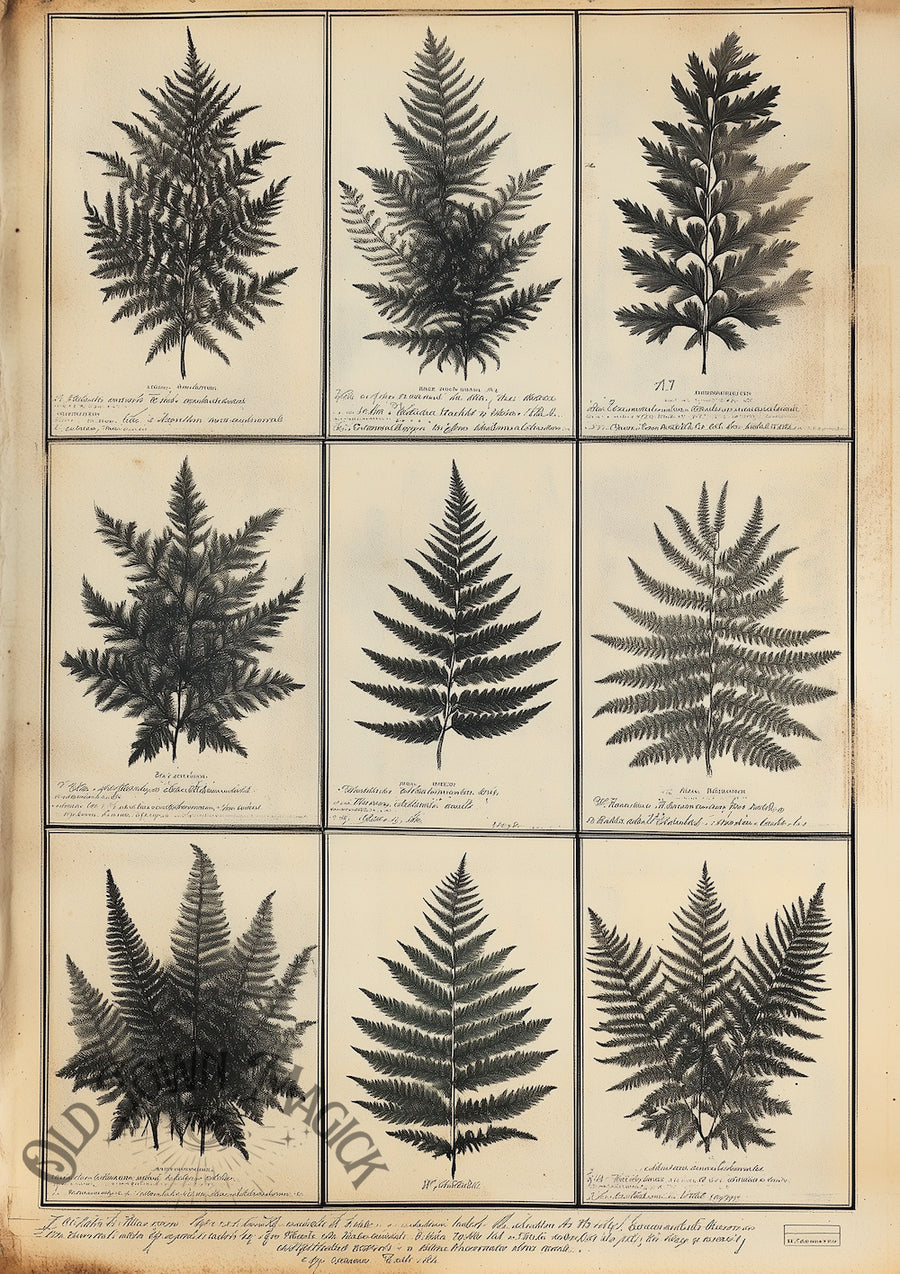 Botanical Fern Study Wall Art Print – Vintage Fern Botanical Illustration