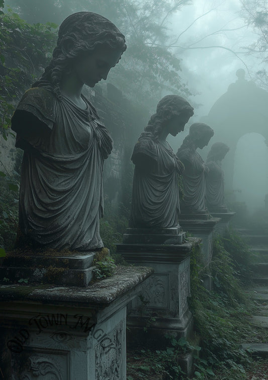 Statues In The Mist Wall Art Print
