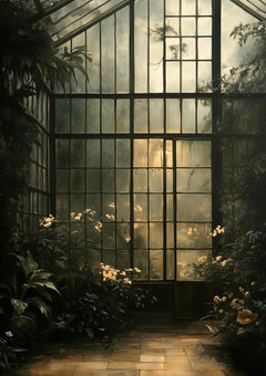 Overgrown Gothic Greenhouse Wall Art Print – Dark Academia Garden Architecture