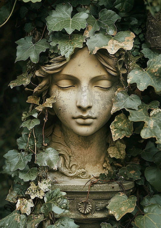 Ivy  Covered Statue Wall Art Print