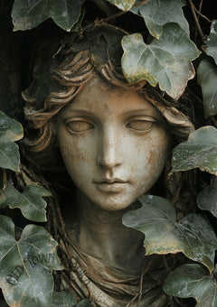 Ancient Stone Angel Wall Art Print – Gothic Cemetery Statue Artwork