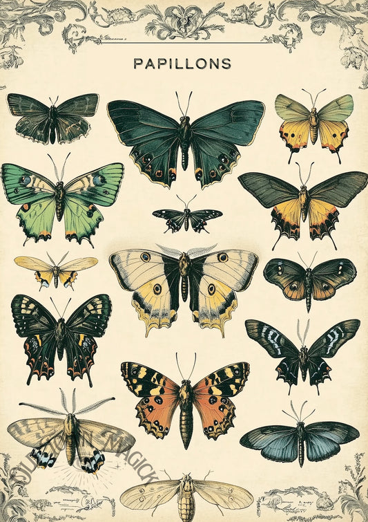Vintage Butterfly Collection Wall Art Print