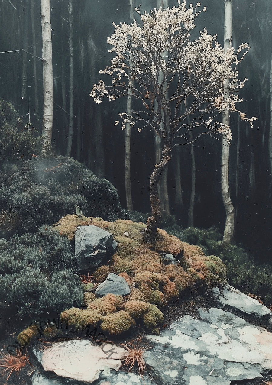 Enchanted Forest Clearing Wall Art Print – Mystical Woodland Landscape