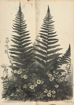 Fern Sketch Collection Wall Art Print – Vintage Botanical Fern Illustration