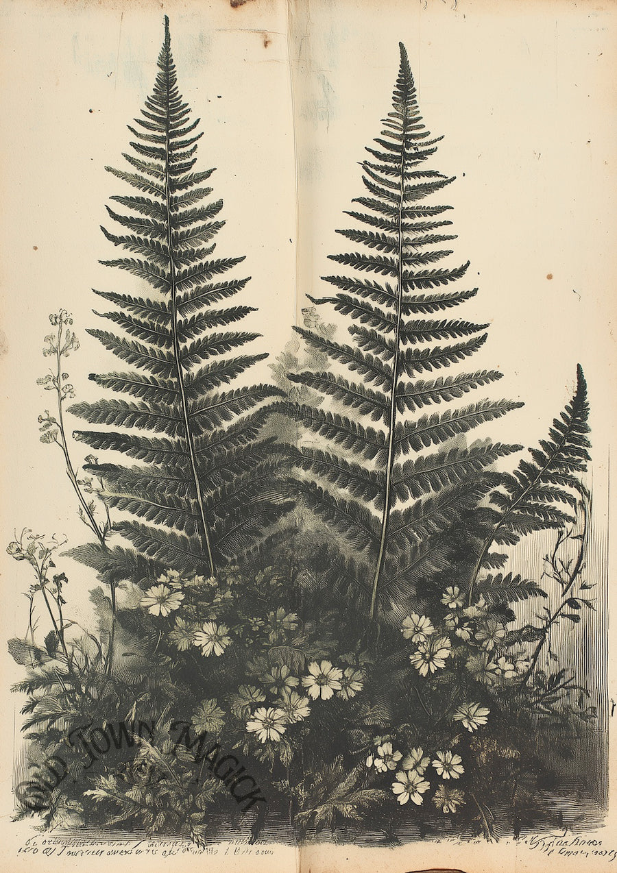 Fern Sketch Collection Wall Art Print – Vintage Botanical Fern Illustration