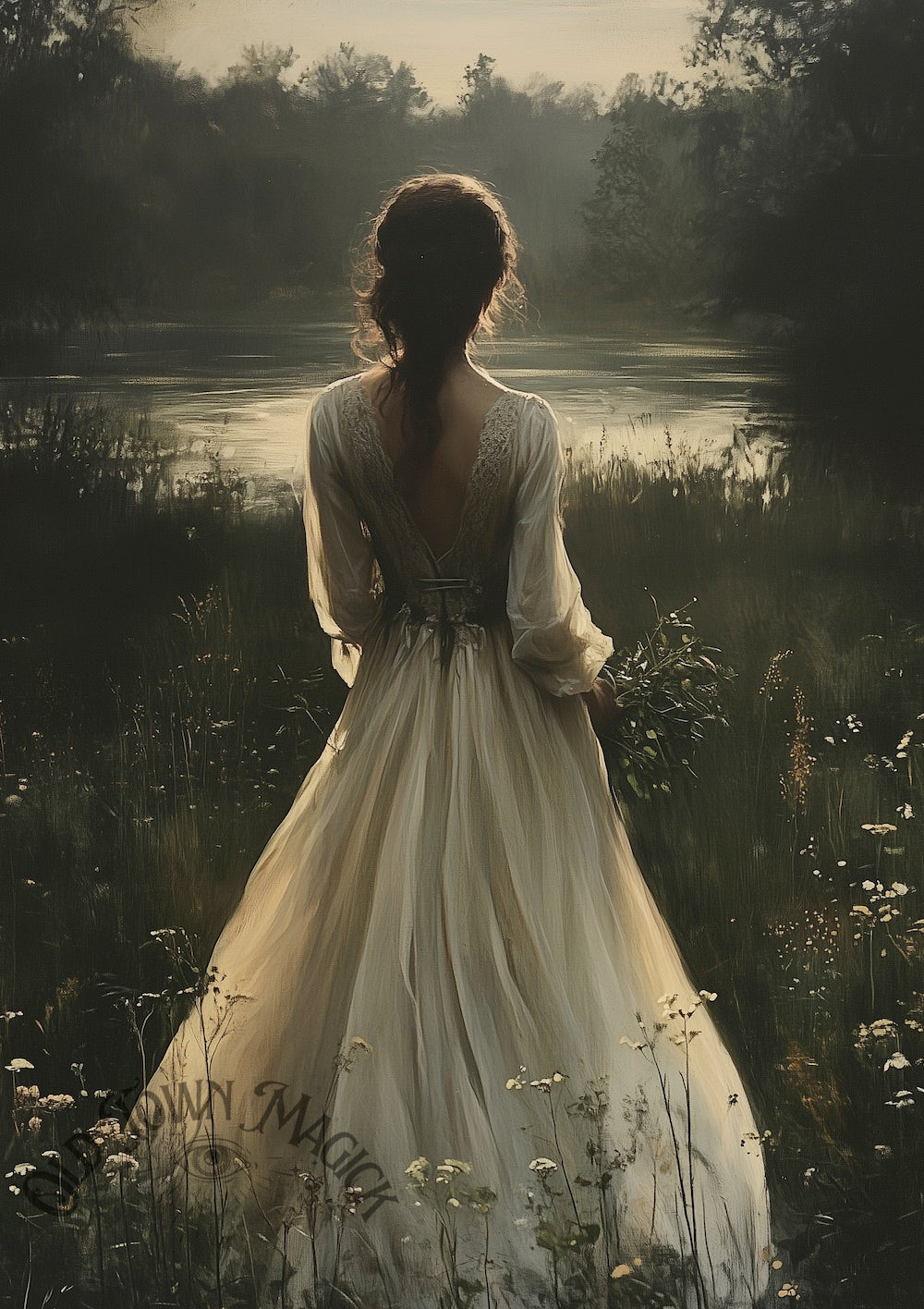 Mystic Maiden In White Wall Art Print – Ethereal Gothic Portrait Art