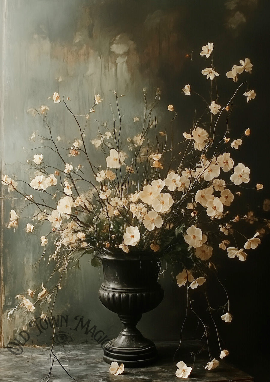 Gothic Spring Bloom Still Life 2 Wall Art Print – Dark Floral Still Life Art