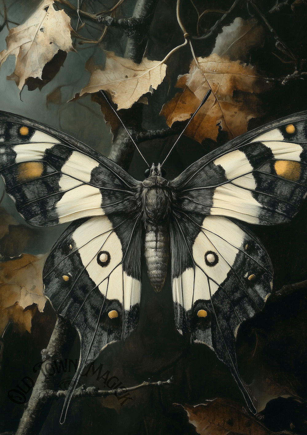 Dark Butterfly Wall Art Print – Gothic Butterfly Illustration Art