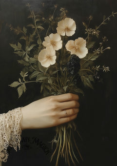 Hand Holding Wildflowers Wall Art Print – Botanical Romantic Still Life Art