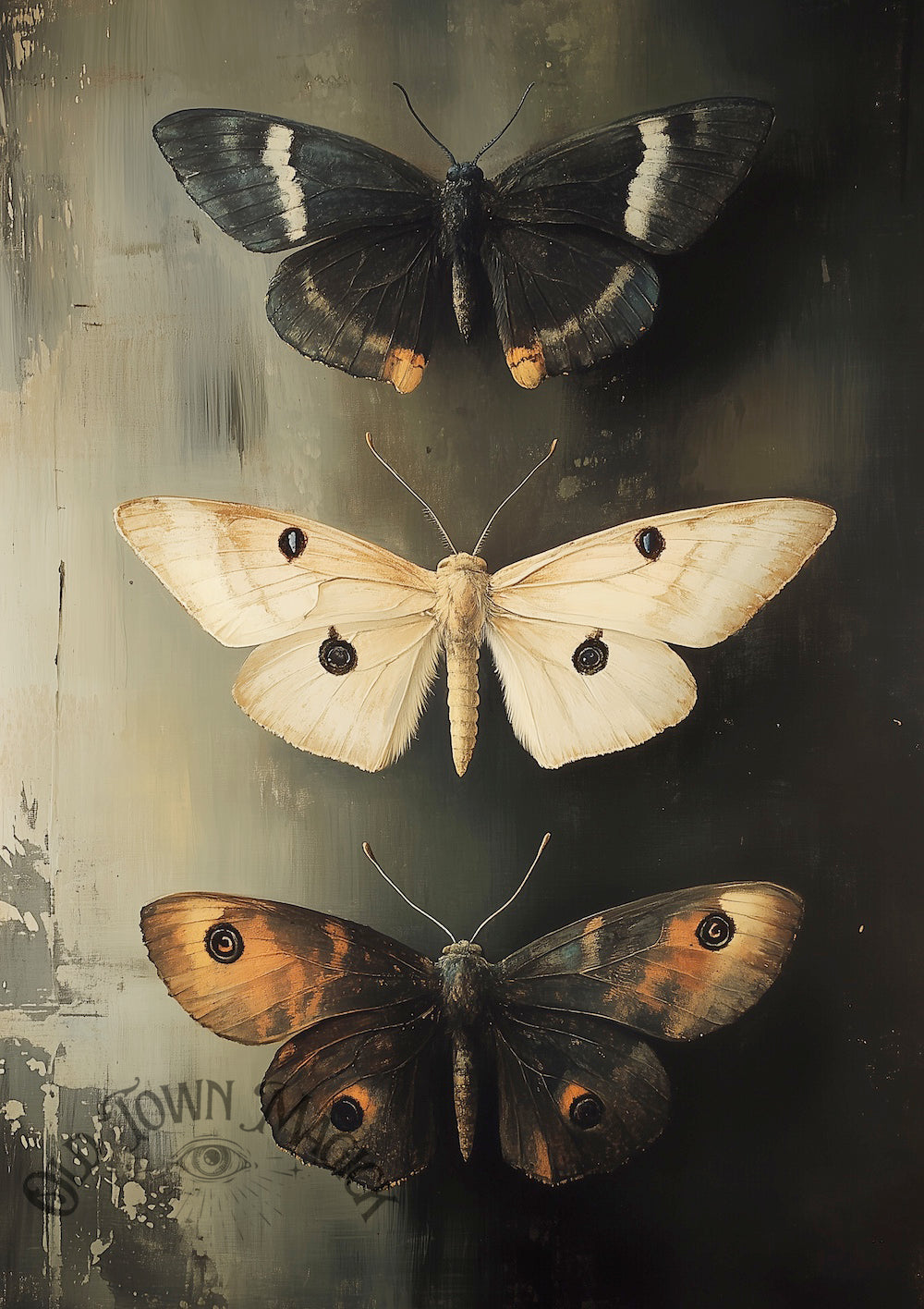 Butterfly And Moth Trio Wall Art Print – Vintage Natural History Insect Art