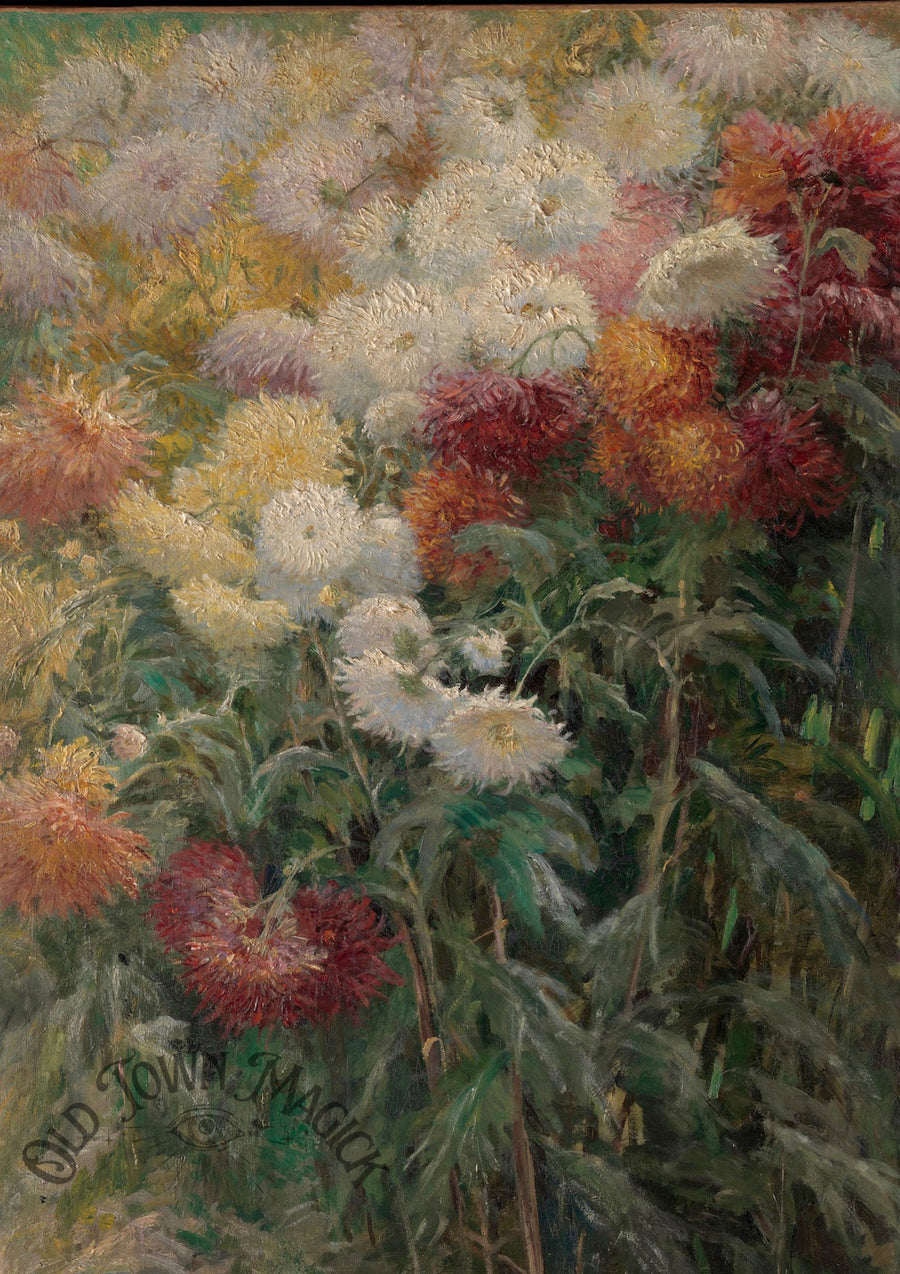 Antique Floral Painting Wall Art Print – Vintage Botanical Flower Art for Dark Academia Decor