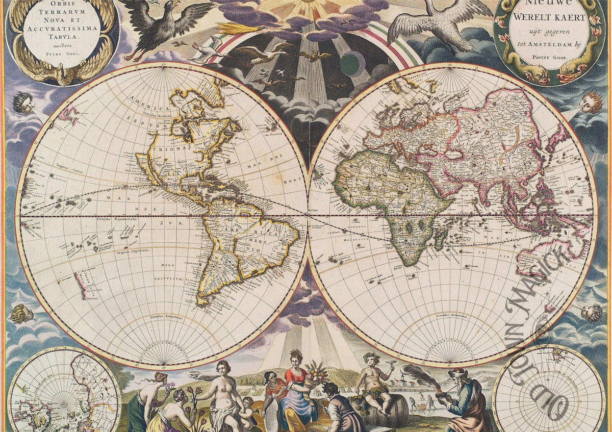 Antique World Map Wall Art Print – Vintage Cartography Map Art