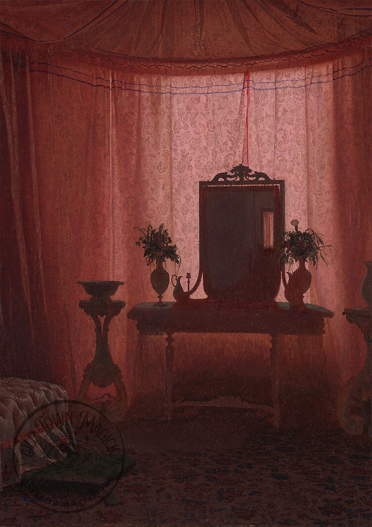Bernstorff Palace Bedroom Interior – Classical Palace Room Painting – Dark Academia Wall Art Print