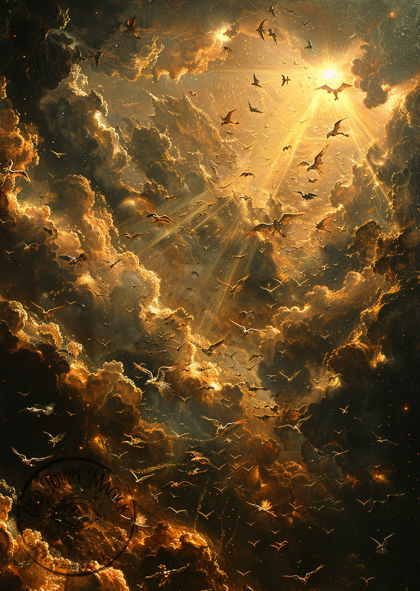 Angel Dance – Mystical Celestial Ritual Illustration – Gothic Spiritual Wall Art Print