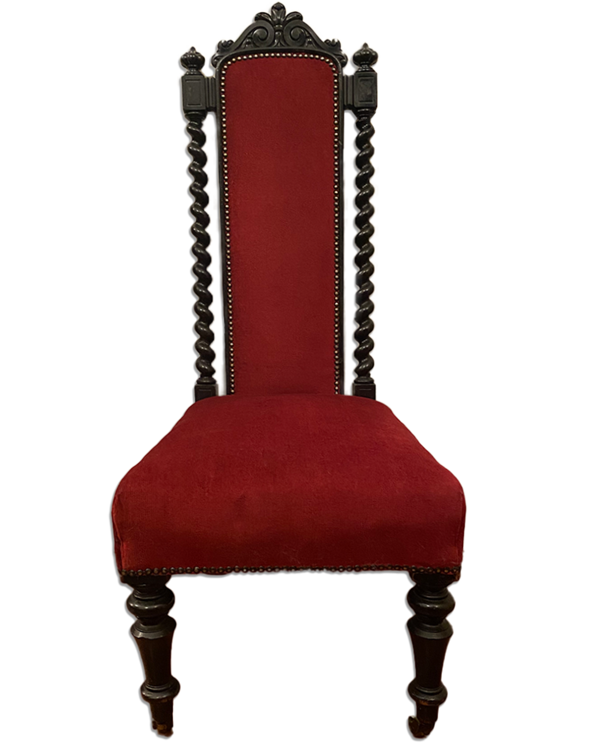 Antique Prie-Dieu Chair with Red Upholstery - Old Town Magick