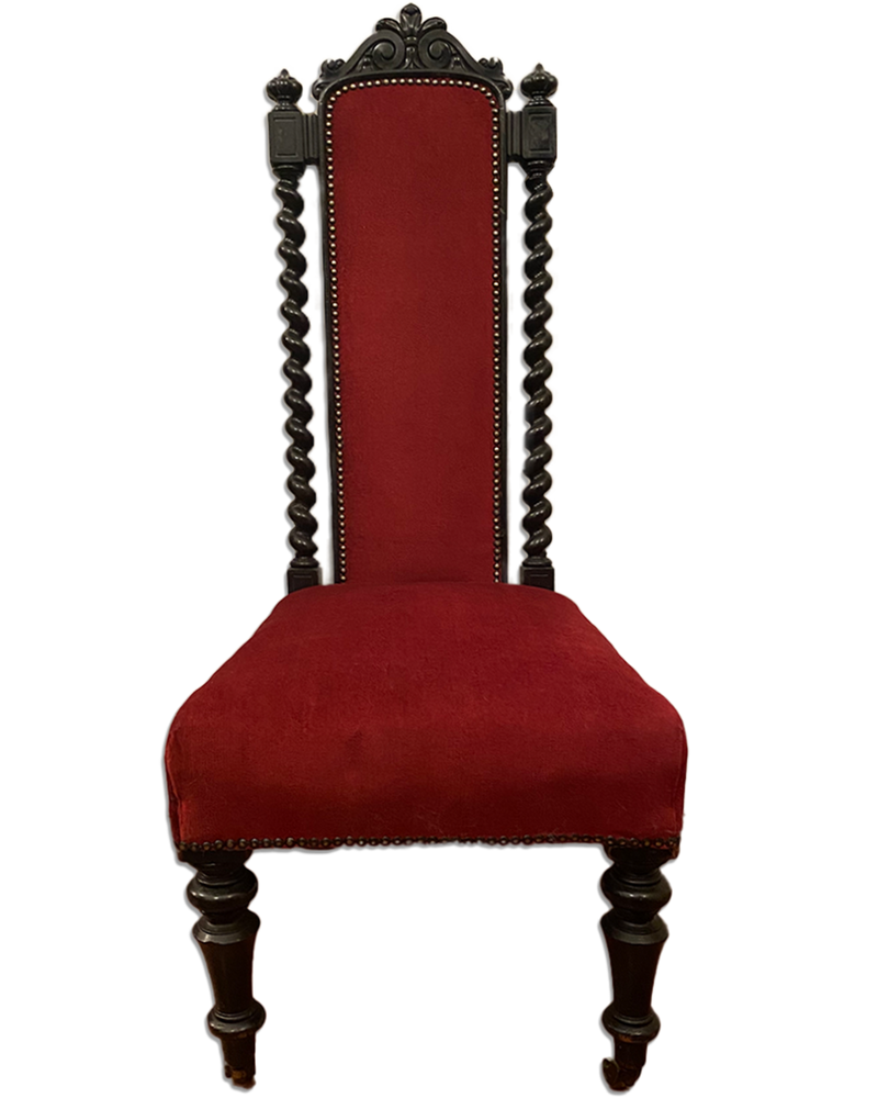 Antique Prie-Dieu Chair with Red Upholstery - Old Town Magick