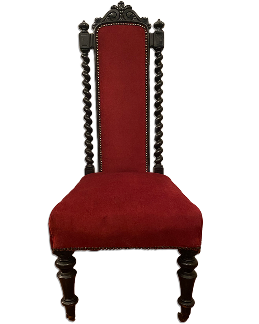 Antique Prie-Dieu Chair with Red Upholstery - Old Town Magick