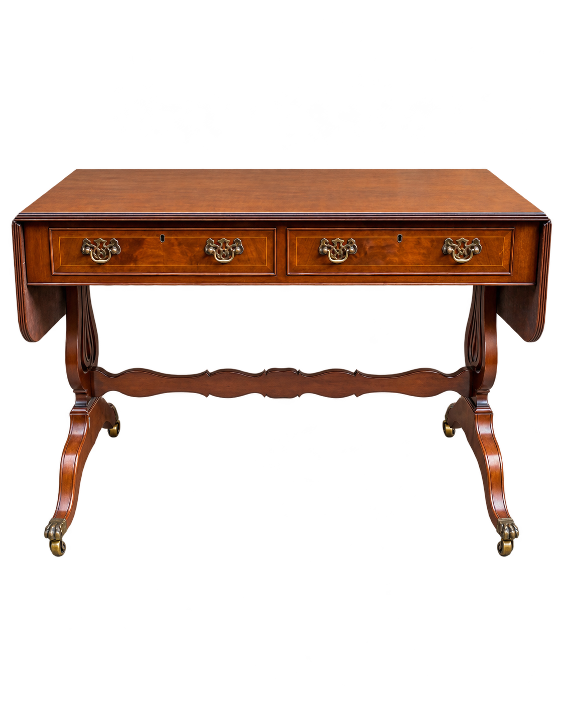 Vintage Regency Style Mahogany Sofa Table with Drawers