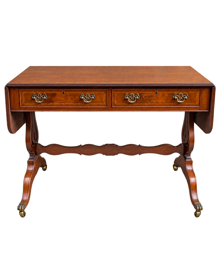 Vintage Regency Style Mahogany Sofa Table with Drawers
