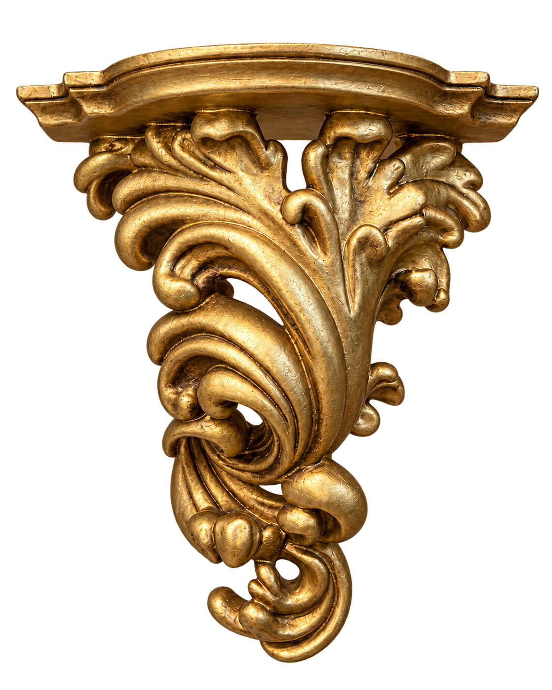 Pair of Gilded Baroque Revival Wall Sconce & Decorative Shelf