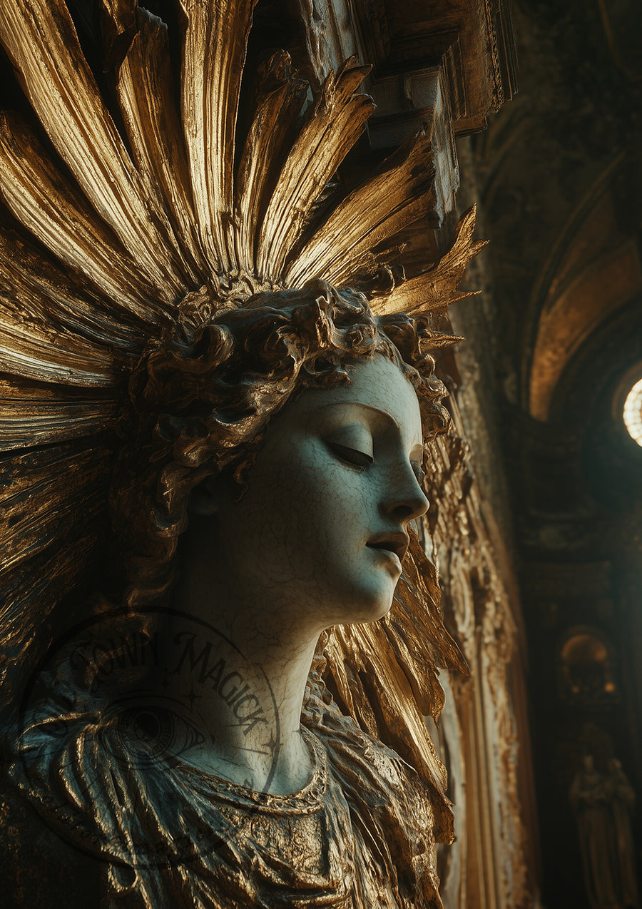 Church Religious Plaque – Gothic Church Relief – Sacred Wall Art Print