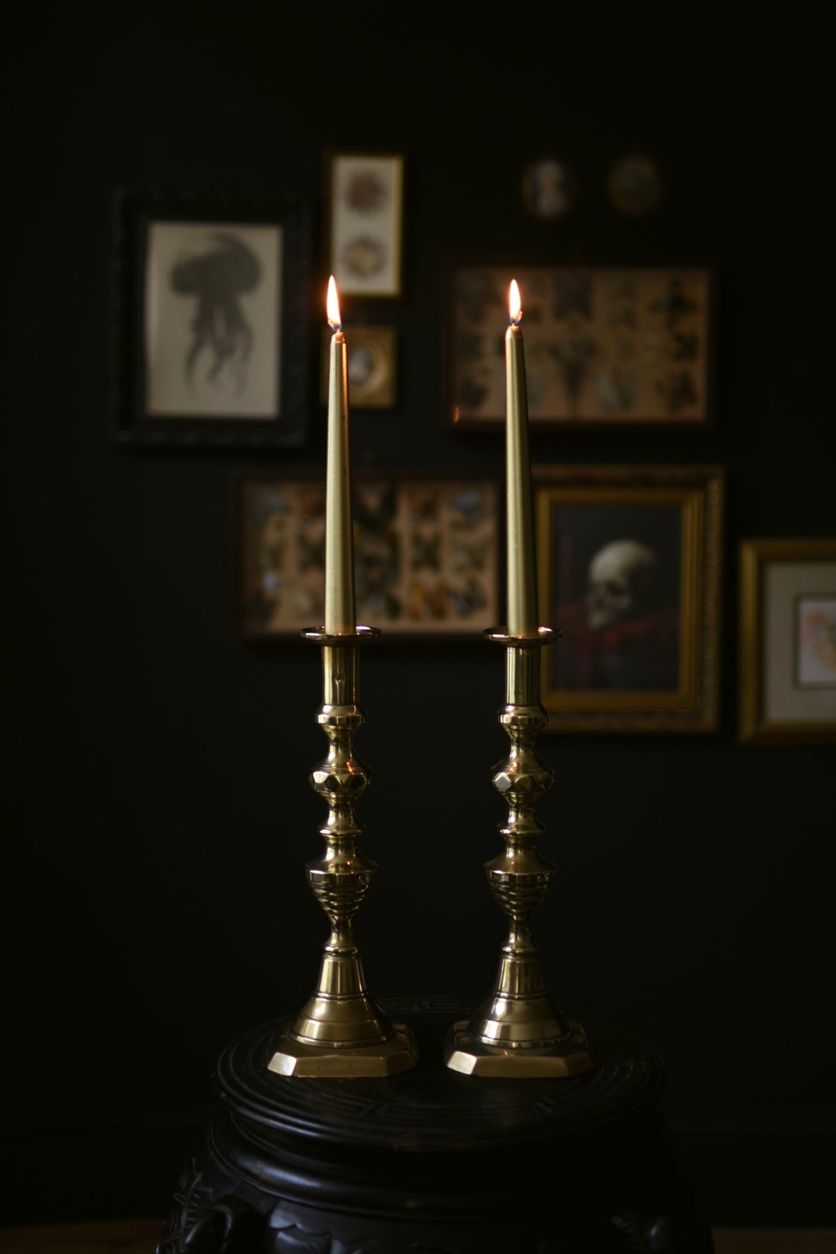 Pair of Antique Brass Candlesticks – Traditional Taper Candle Holders - Old Town Magick