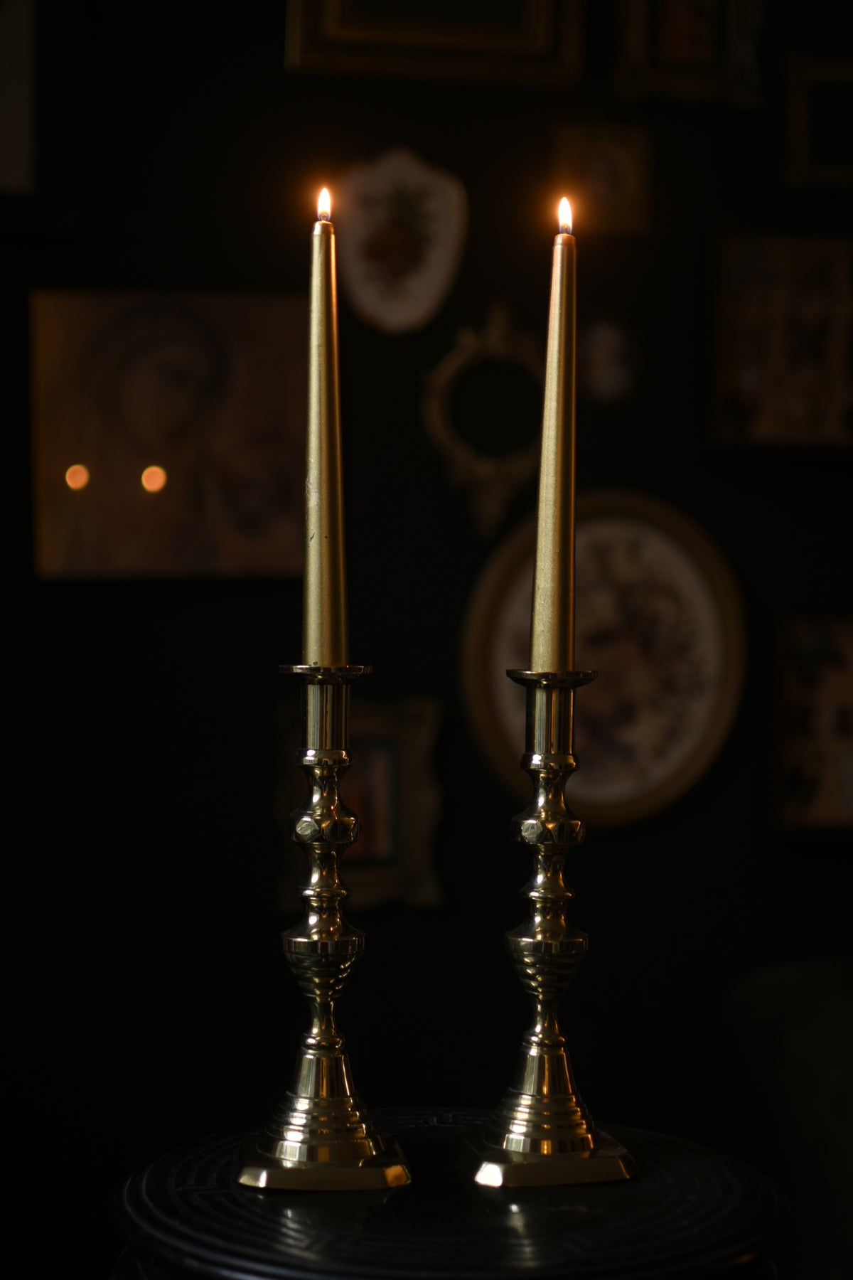 Pair of Antique Brass Candlesticks – Traditional Taper Candle Holders (11") - Old Town Magick