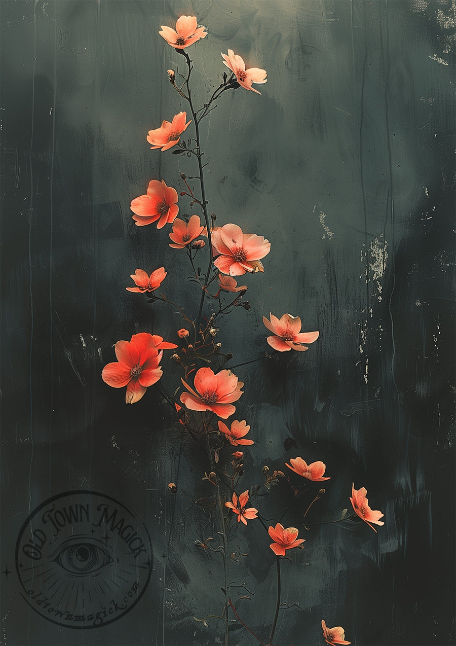 Dark Cherry Blossom – Gothic Botanical Wall Art Print