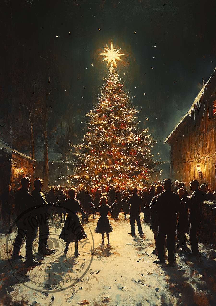 Festive Gathering – Christmas Table Scene – Holiday Wall Art Print